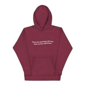 Fat‎ A$$ & Correct Opinions Hoodie Sweatshirt Maroon White Graphic Fleece 2X